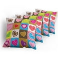 thumbnail image 5 of Ambesonne Romantic Throw Pillow Cover 4 Pack, Love Heart Patchwork, 18", Multicolor, 5 of 7