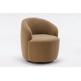 thumbnail image 4 of Swivel Barrel Chair for Living Room, Accent Sofa Chair for Bedroom, Mid Century Modern Arm Chair Teddy Fabric Cozy Club Chair Leisure Reading Chair for Lounge Room, Hotel, Apartment, Chocolate, 4 of 7