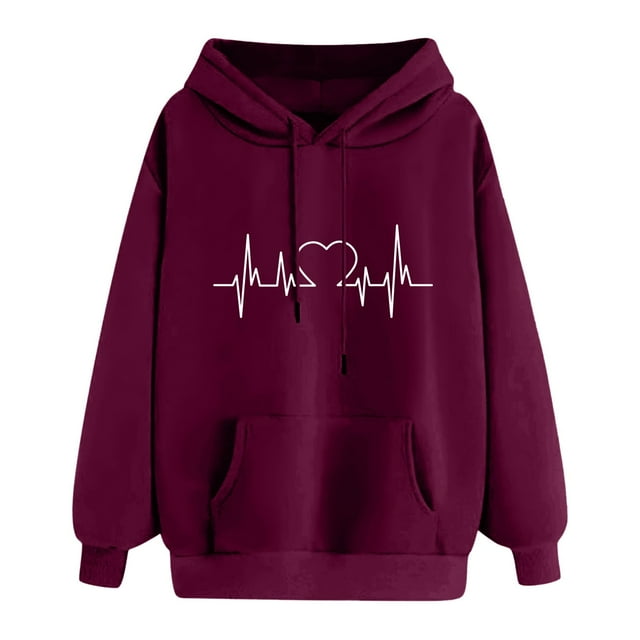 Women Fashion Graphic Drawstring Hoodie Long Sleeve Pullover Hoodie Top