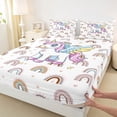 thumbnail image 4 of Metsweet Cute Magical Unicorn Bed Sheets 4-Piece, Kawaii Rainbow Full Size Sheets,1 Fitted Sheet, 1 Flat Sheet and 2 Pillowcases, 4 of 5