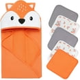 thumbnail image 2 of Unisex Hooded Baby Bath Towel for Newborn with 5 Baby Washcloths Animal Ultra Absorbent and Soft Cotton Hooded Bath Towel for Toddler Infant, 2 of 8