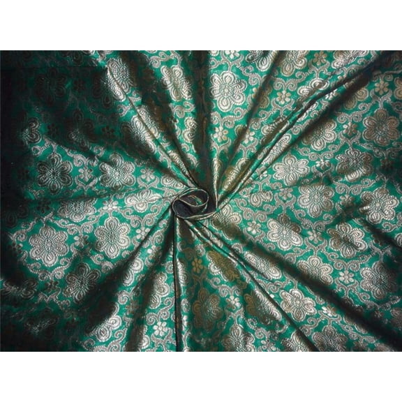 Silk Brocade Fabric metalic gold and parrot green Color 44" wide BRO540[3]