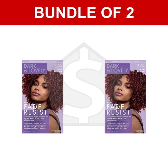 Bundle of 2 - DARK & LOVELY Fade Resist Hair Color Kit - 374 Rich Auburn