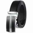 thumbnail image 2 of IQOGKRN Men's Automatic Ratchet Dress Belt Adjustable Faux Leather Business Casual Waist Strap with Metal Buckle for Suits Black One Size, 2 of 3