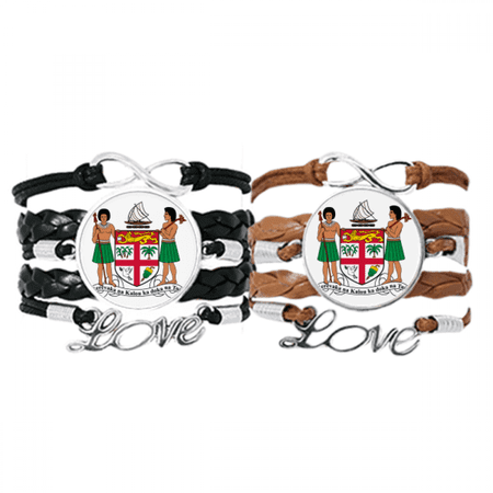fijil oceania national emblem bracelet hand strap leather wristband double set
