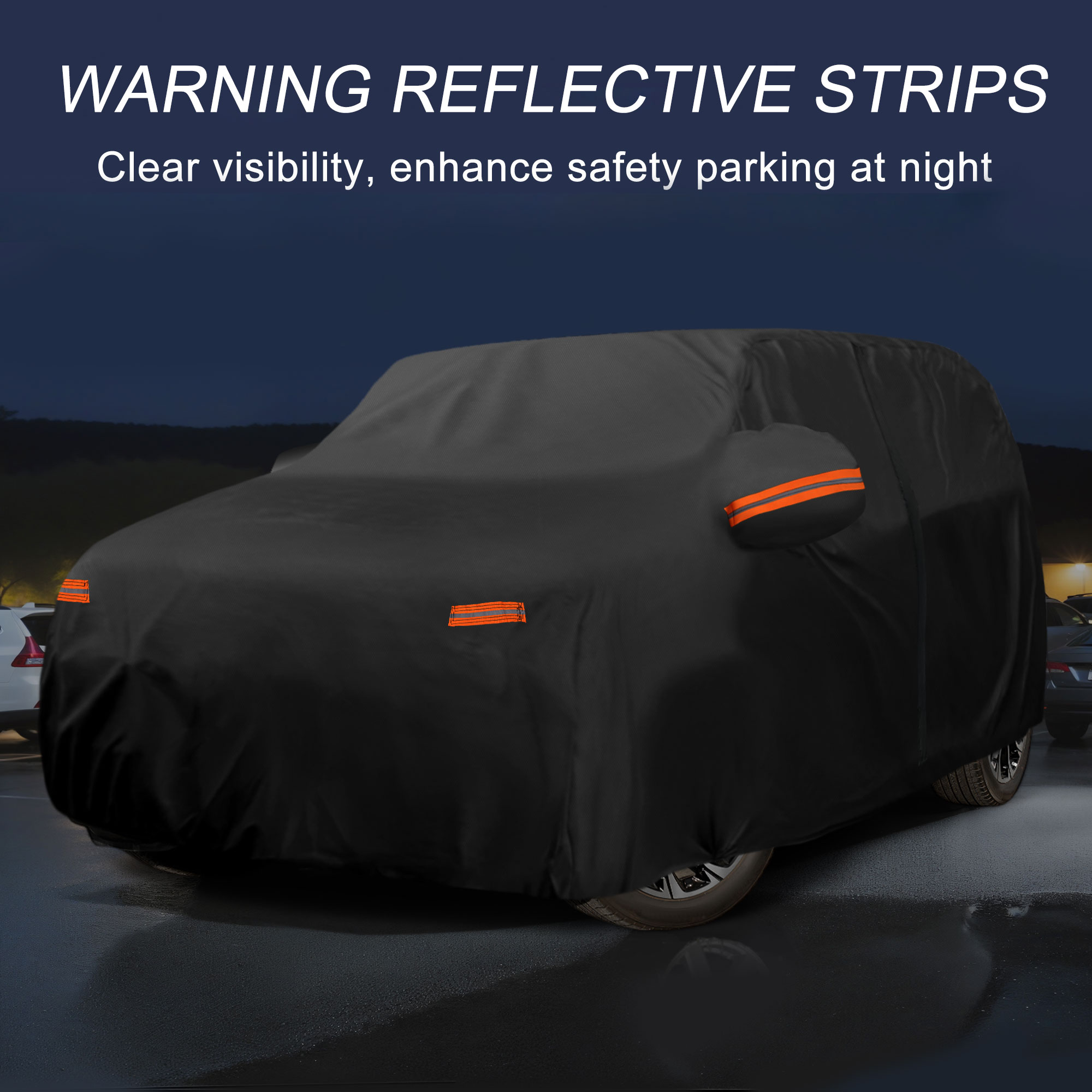 Unique Bargains Car Cover 210D-PU Oxford Outdoor Full Car Cover Waterproof Windproof Black for Lincoln Nautilus