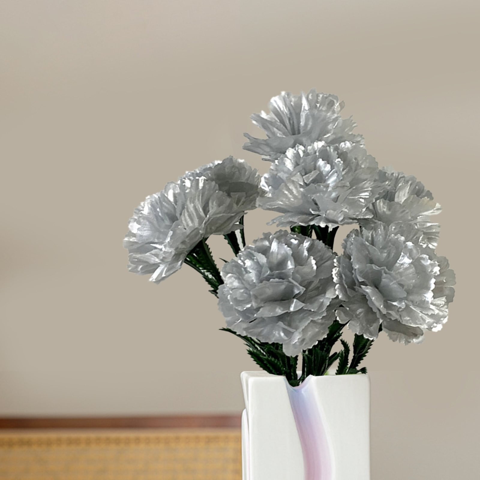 YardChic 1 Bundle Artificial Carnation Flowers with 7 Heads, 16.1