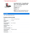 thumbnail image 2 of Front Brake Pad Set - Compatible with 2009 - 2014 Chevy Express 1500 2010 2011 2012 2013, 2 of 2