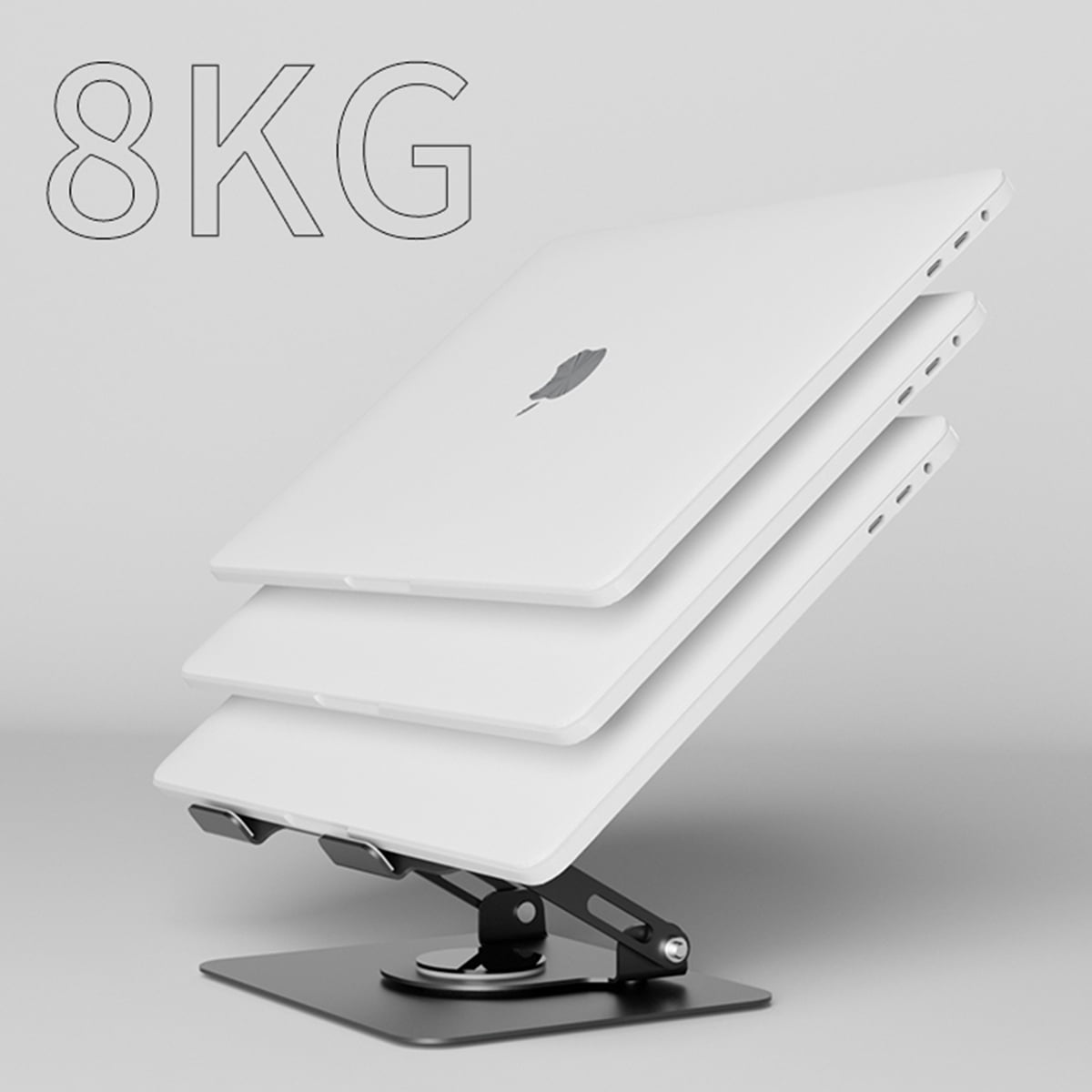 Laptop Stand with 360° Rotating Base, Byseng Ultra-Stable Metal Swivel Laptop Stand, Ergonomic Folding Laptop Riser Fits 10” to 17” Laptops