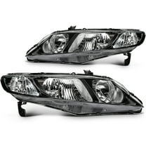 ECCPP Pair Headlight Assembly Fit with 2006-2011 for Honda Civic 4-Door Sedan Headlight Black Housing Clear Corner 33151SNAA02 33101SNCA01 33151SNCA01 33101SNAA02 HO2503125 (Bulbs Not Include)