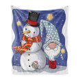 thumbnail image 1 of Christmas Soft Flannel Fleece Blanket, Snowman and Funny Gnome Colorful Cartoon Design Snowing Starry Night, Cozy Plush for Indoor and Outdoor Use, 60" x 80", Dark Violet Multicolor, by Ambesonne, 1 of 6