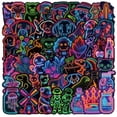 thumbnail image 2 of Pegatinas de neón de nuevo diseño para adultos, paquete de pegatinas de vinilo impermeables para botella de agua, portátil, monopatín, equipaje, funda de teléfono, 50 Uds., 2 of 4