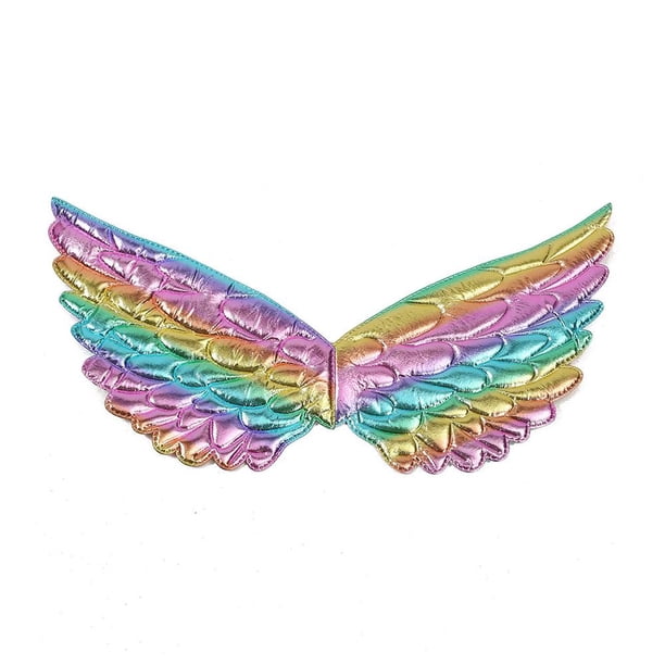 TQEHS Accesorio de disfraz de fiesta de alas de hada de ángel con plumas coloridas para niños Cosplay rápido G9S7
