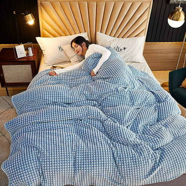 Double couche Couverture moelleuse Couvre-lit d’hiver chaud sur le lit  Point Plaid pour Canapé Couverture Décoration Maison Couvertures et Jetés