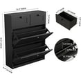 thumbnail image 2 of VOWNER Shoe Cabinet with 2 Flip Drawers & 2 Drawers, Freestanding Shoe Storage Cabinet with Adjustable Shelves, Shoe Organizer for Entryway, Hallway, Living Room (Black), 2 of 7
