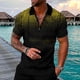 thumbnail image 4 of Camisas s Para Hombre Manga Larga Camisa informal de manga corta con cuello vuelto y cremallera con estampado informal para hombre (Yellow, XL), 4 of 5