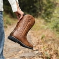 thumbnail image 4 of Western Cowboy Boots for Men Casual Retro Boots Brown Classic Embroidered Wide Calf Cowboy Boots Country Work Boot, 4 of 5