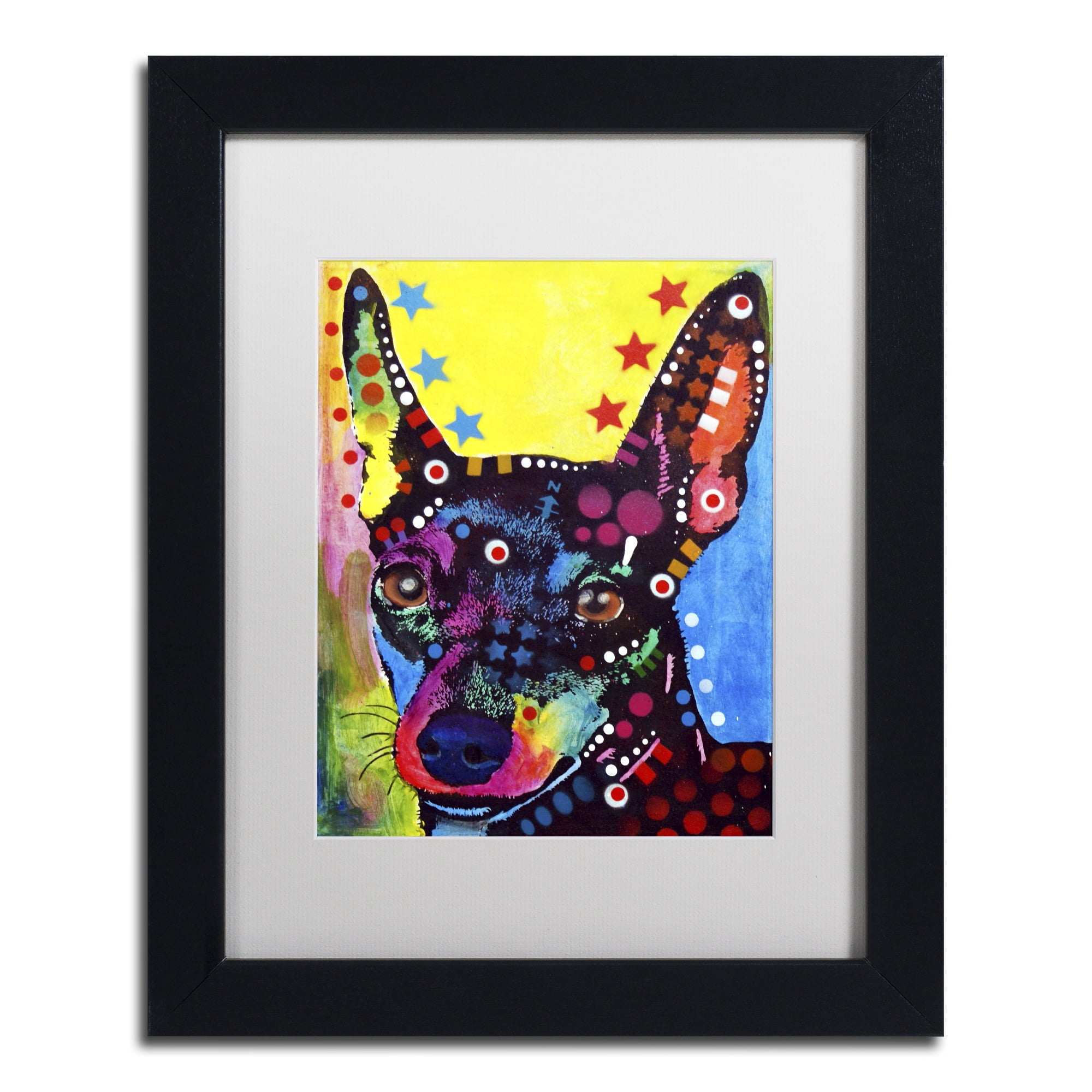 Trademark Fine Art "Miniature Pinscher" Canvas Art by Dean Russo, White Matte, Black Frame