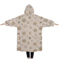 thumbnail image 2 of Oversized Wearable Blanket Hoodie,Beige Sun Moon Star Pattern Sherpa Blanket Hoodie with Super Pockets,Super Warm Fuzzy Pullover for Women & Men, 2 of 6