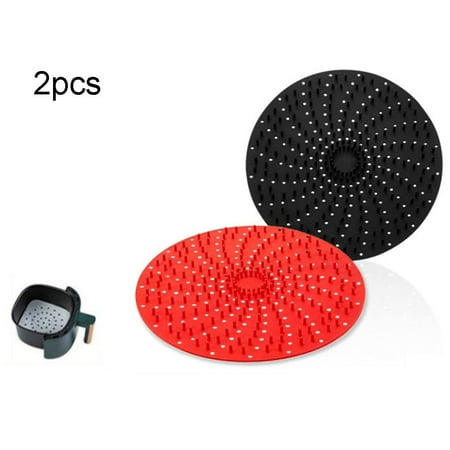 

2Xreusable Air Fryer Mat Non-Stick Silicone Pad Mat Basket Square Round Round