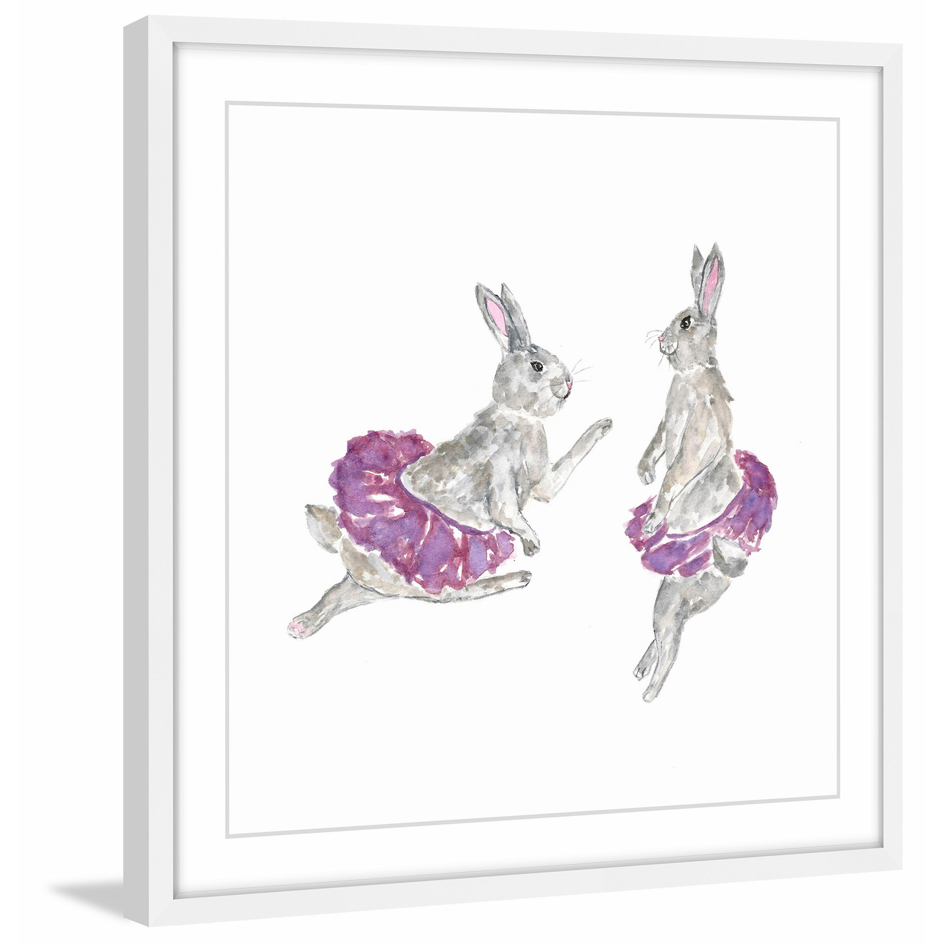 Marmont Hill "Dancing Rabbits" by Thimble Sparrow Framed Painting Print