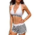 thumbnail image 4 of POPTEM High Waisted Swimsiut for Women Leopard Print Bikini Set Two Piece Ruffled Bathing Suits Black Top and Bottoms XL, 4 of 6