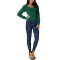 thumbnail image 2 of INSPIRE CHIC Women's Rib Knit Pullover Puff Sleeve Sweetheart Neck Solid Color Jumper Tops, 2 of 5
