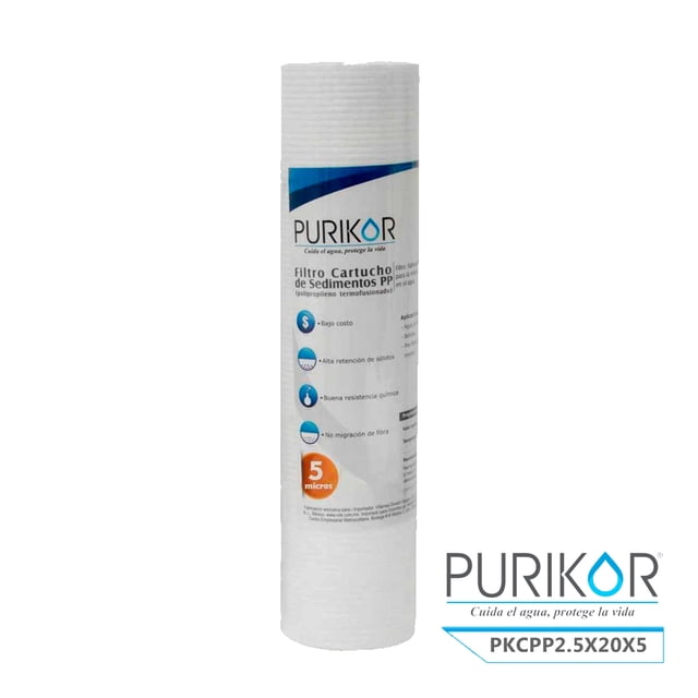 Filtro Cartucho de Polipropileno Termofusionado para reducción de Sedimentos del agua Purikor PKCPP2.5X20X5