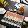 thumbnail image 4 of Bohemian Flax Table Placemats Set of 4, 12x18 Inch Washable Tribal Rustic Mats, Vintage Ethnic Decor for Farmhouse Kitchen and Nordic Style Dining Room, 4 of 6