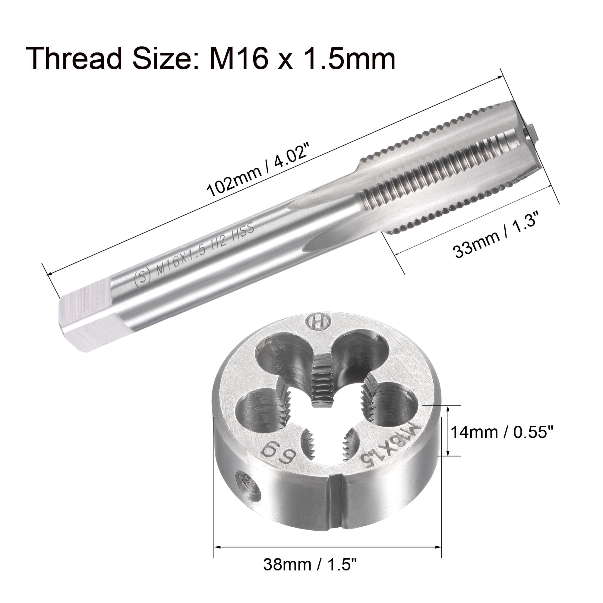 Details about   1set HSS M16 x 1.75 mm Plug Right Hand Tap and Die Metric Threading Tool