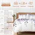 thumbnail image 6 of Purple Eucalyptus Duvet Cover Set Full Size, Leaves Watercolor Plants Farmhouse 4 Piece Soft Microfiber Bedding Set with 1 Duvet Cover, 1 Flat Sheet, 2 Pillowcases, 6 of 9