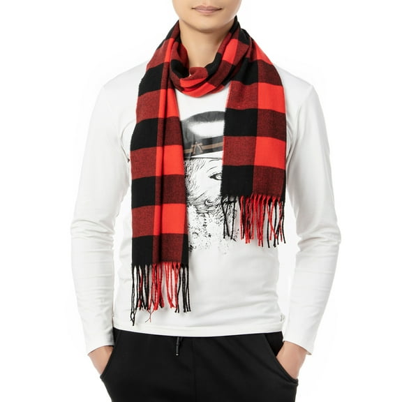 DODOING Fashion Scarfs for Neck Blacket Warm Scarves Shawl Wrap with Tassel Plaid Wrap Scarf for Men