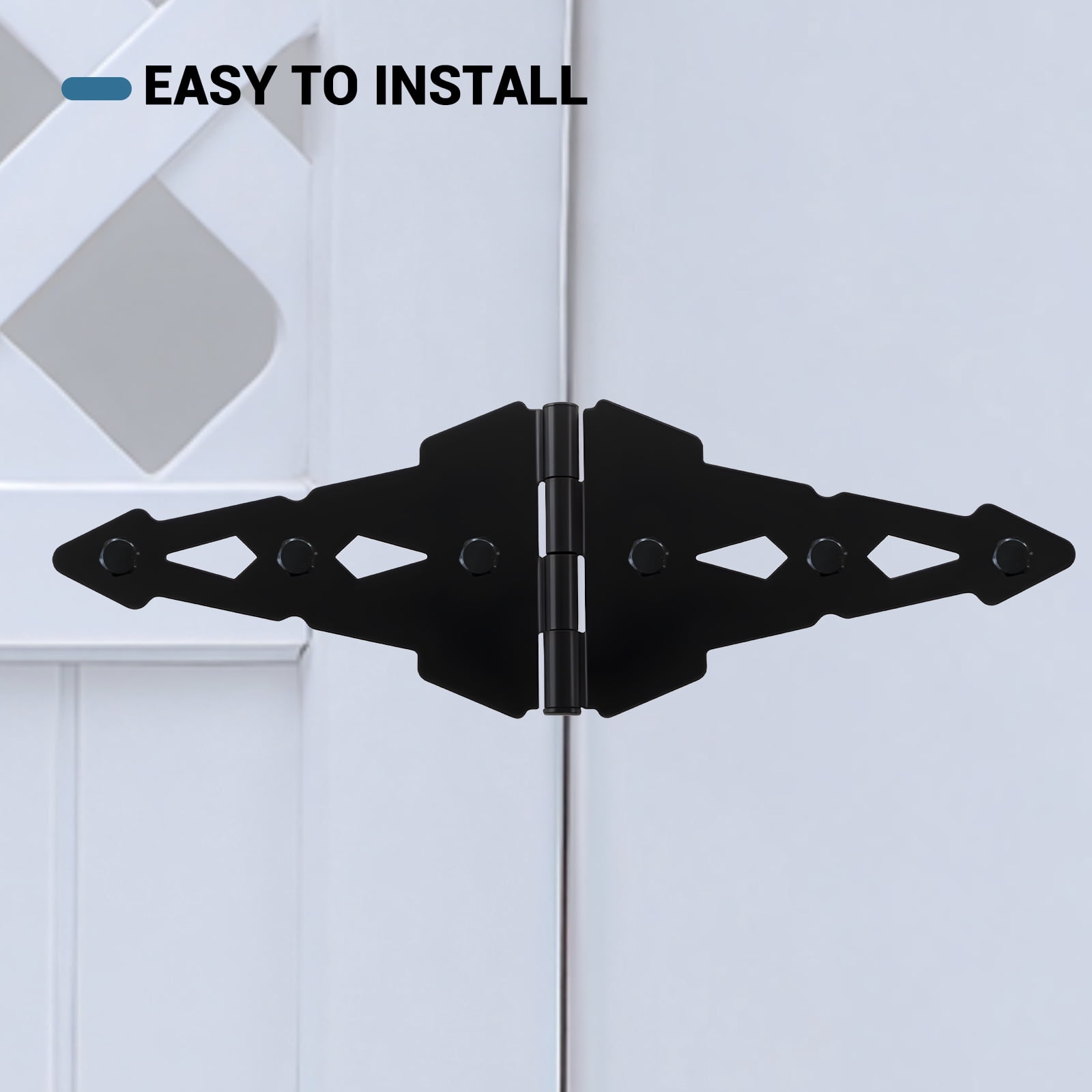 WellMade 8 in. Strap Gate Hinge, Heavy Duty Black Steel Hinge with Screws for Fence, Barn and Garage, 6 pack