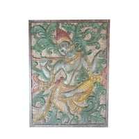 Mogul Antique Artisan Vintage Fluting Krishna Under Wish Fullfilling Tree Wall Hanging Panel Wall Art
