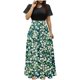 thumbnail image 2 of Puntoco Vestido De Manga Corta Con Cuello Redondo Y Falda Larga Estilo Resort Con Estampado Floral Para Mujer Negro L,Regalos Para Mujer Joven, 2 of 5