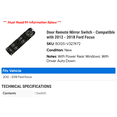 thumbnail image 2 of Door Remote Mirror Switch - Compatible with 2012 - 2018 Ford Focus 2013 2014 2015 2016 2017, 2 of 2