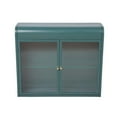 thumbnail image 3 of Resenkos 2-Door Wall-Mounted Metal Storage Cabinet - Tempered Glass Doors & Shelves for Bathroom, Kitchen, Living Room, Office, Army Green, 3 of 14