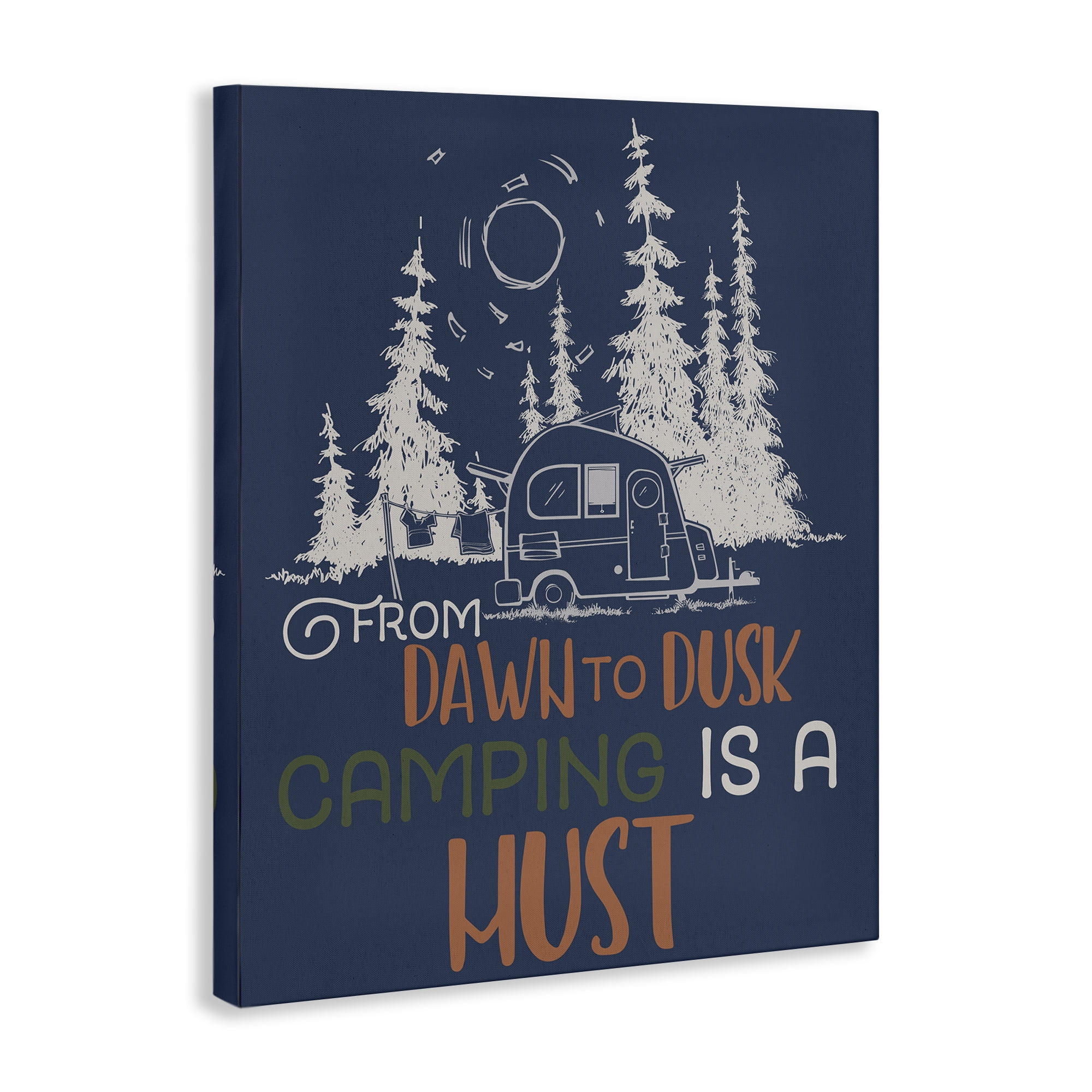 Stupell Industries Dawn to Dusk Camping Landscape Painting Gallery Wrapped Canvas Art Print Wall Art, 36 x 48