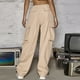 thumbnail image 4 of Gibobby Pantalones cargo para mujer 2023 Pantalones cargo Mujer Ropa holgada de ajuste relajado Pantalones negros Cintura alta Cremallera Cintura delgada(Caqui,X-CH), 4 of 5