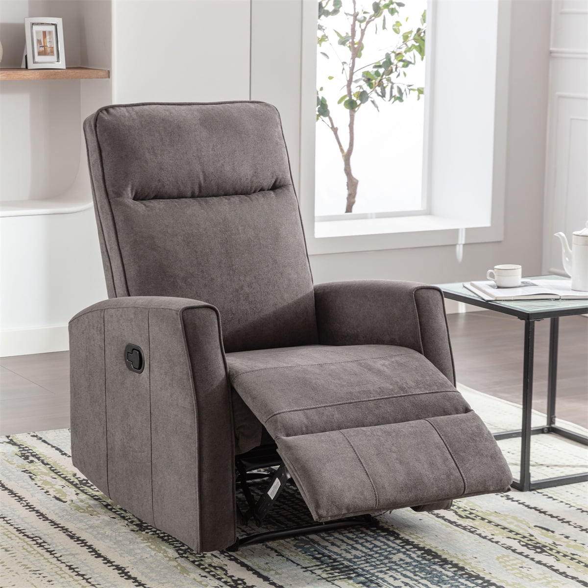 Recliner Chair, Minimalism Style Manual Recliner with Thick Seat