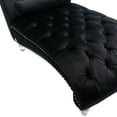 thumbnail image 5 of Modern Velvet Leisure Concubine Sofa with Acrylic Feet, Upholstered Sofa Recliner with Nailhead Trim and Pillow for Bedroom, Living Room and Lounge Room, Black, 5 of 7