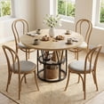 thumbnail image 3 of Round Dinning Table for 4-6, 47" Circle Kitchen Table with Storage Shelf & Sturdy Metal Frame, Modern Dinner Table for Kitchen, Living Room, Apartment, Office, Natural, 3 of 9