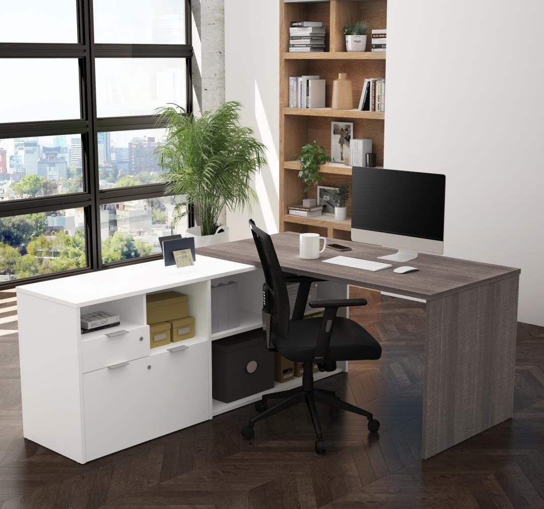 Bestar i3 plus L-Desk with Two Drawers