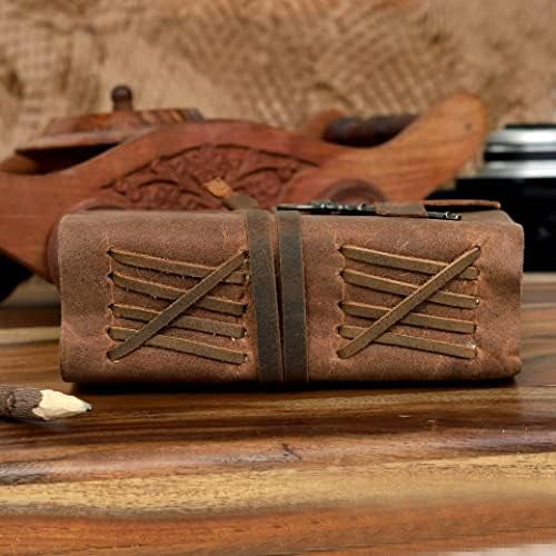 Leather Journal for Women Men, Deckle Edge Paper Leather Notebook of 180 GSM, Book of Shadows Journal Blank, Leather Bound Journal diary (Vintage Brown)
