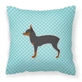 thumbnail image 1 of Coussin décoratif en tissu bleu damier Toy Fox Terrier, 1 of 1