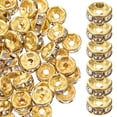 thumbnail image 1 of Golden Alloy and Rhinestone Spacer Beads for Jewelry Making 200pcs Rondelle Charms, 1 of 8