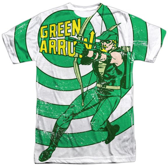 DC Comics Green Arrow In Bullseye Distressed Adult Front Print T-Shirt