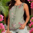 thumbnail image 1 of TaTaai Womens Casual Gathered Crew Neck Printed Sleeveless Chiffon Top Soft Lightweight Breathable Fashion Blouse Versatile For Daily Wear Party Gatherings Gift, 1 of 8