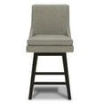thumbnail image 3 of CHITA 26 inch Upholstered Swivel Faux Leather Counter Bar Stools with Back & Wood Legs, Stone Gray, 3 of 9