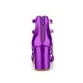 thumbnail image 3 of BLISSFUL STEP Women's Shoes Strappy Roman Block Heel Sandals Purple 9, 3 of 8